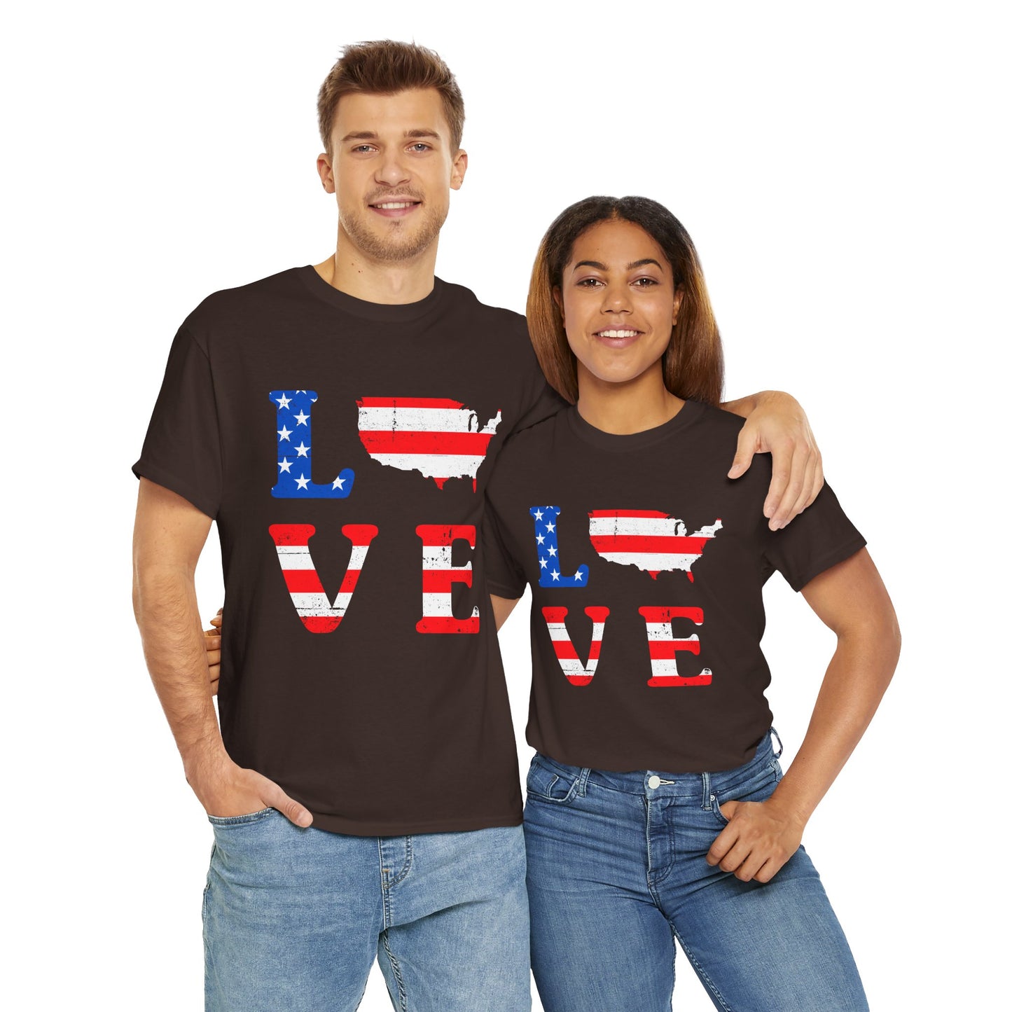 Patriotic Love Tee | Unisex Heavy Cotton T-Shirt, USA Love Shirt, 4th of July Gift, Casual Wear, Independence Day Apparel - 13696