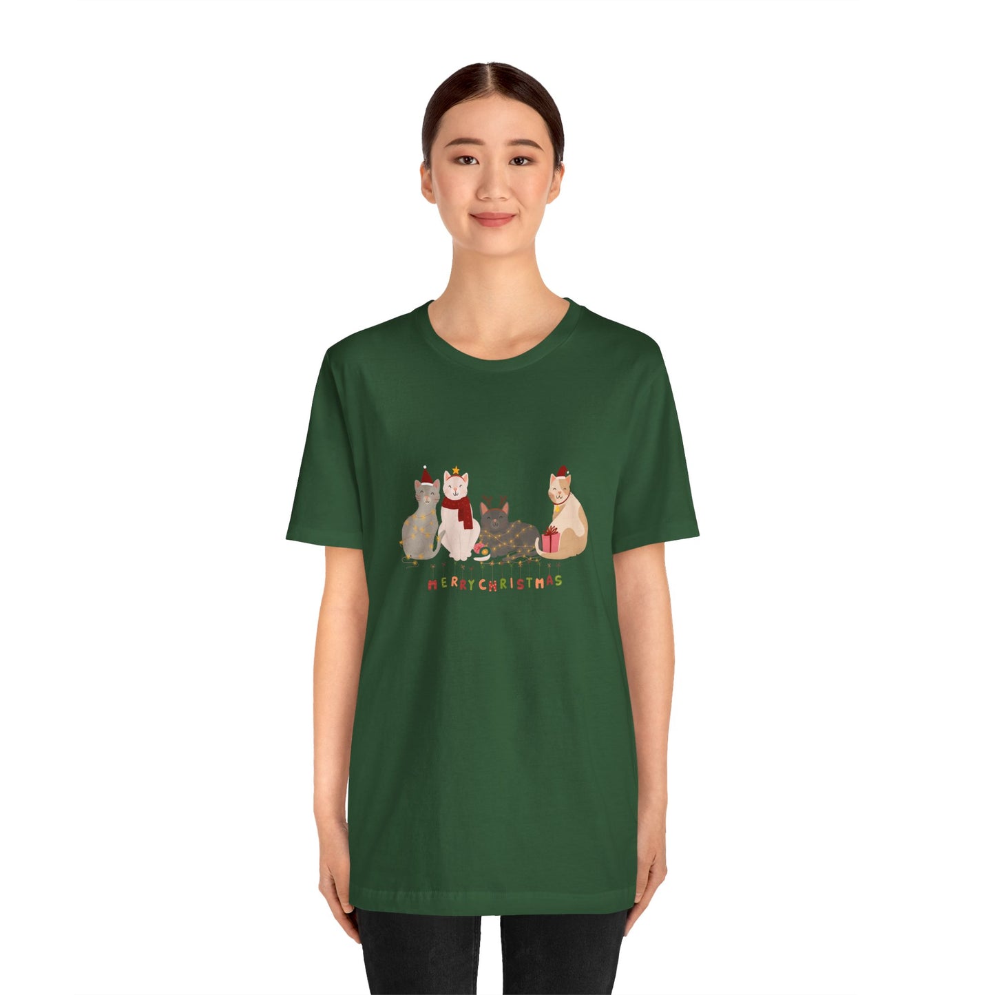 Cats, Merry Christmas - Unisex Jersey Short Sleeve Tee - 10283