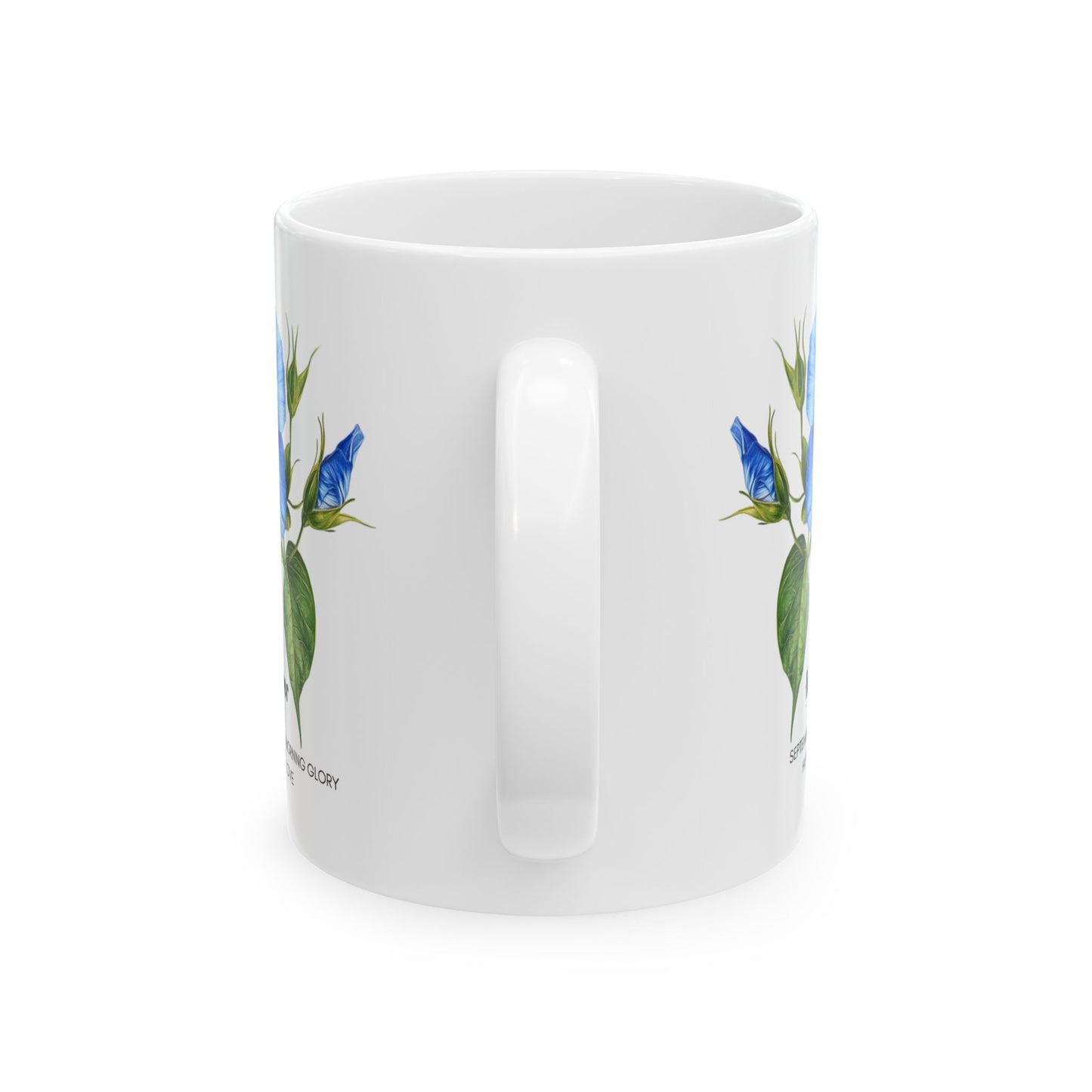 Happy Birthday: Queens Are Born In September, Morning Glory Flower, Customizable - Ceramic Mug, (11oz, 15oz)