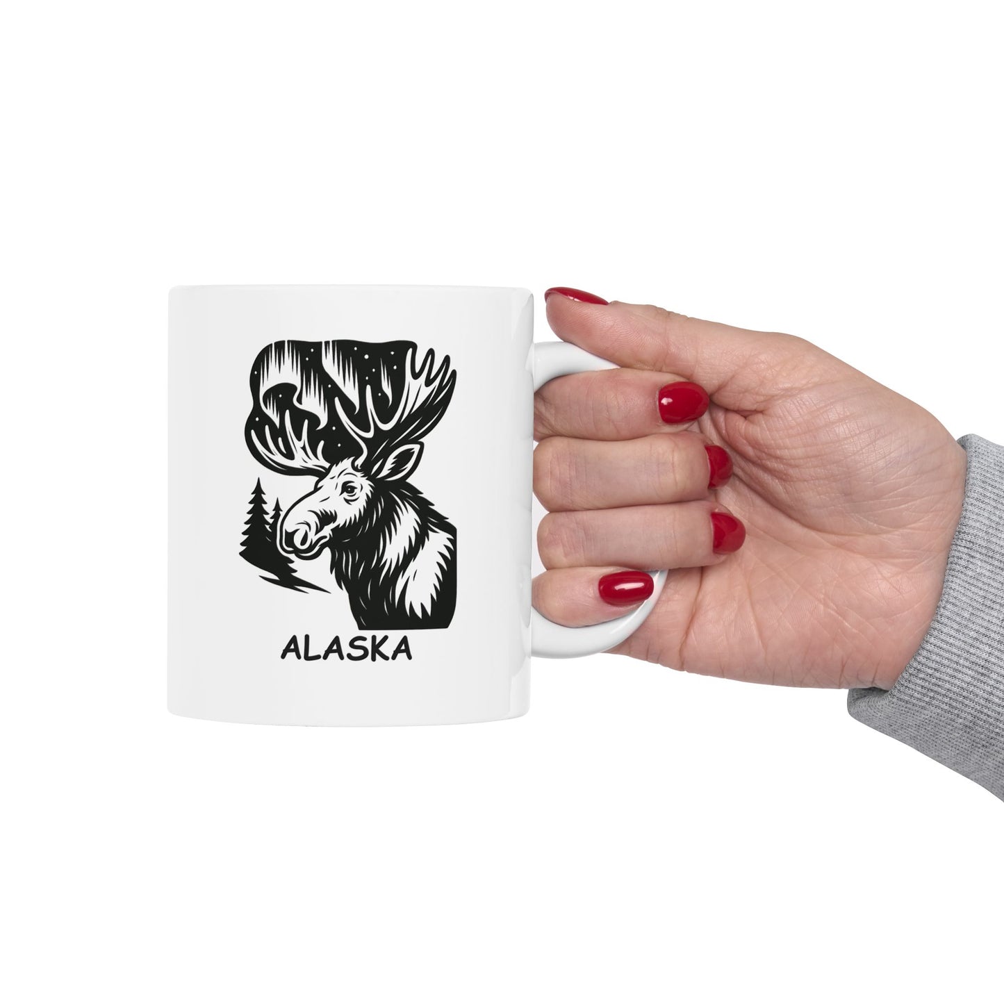"In Alaska, if you can’t see the Northern Lights, you’ll at least see the moose." Ceramic Mug - 11oz 15oz - 13053