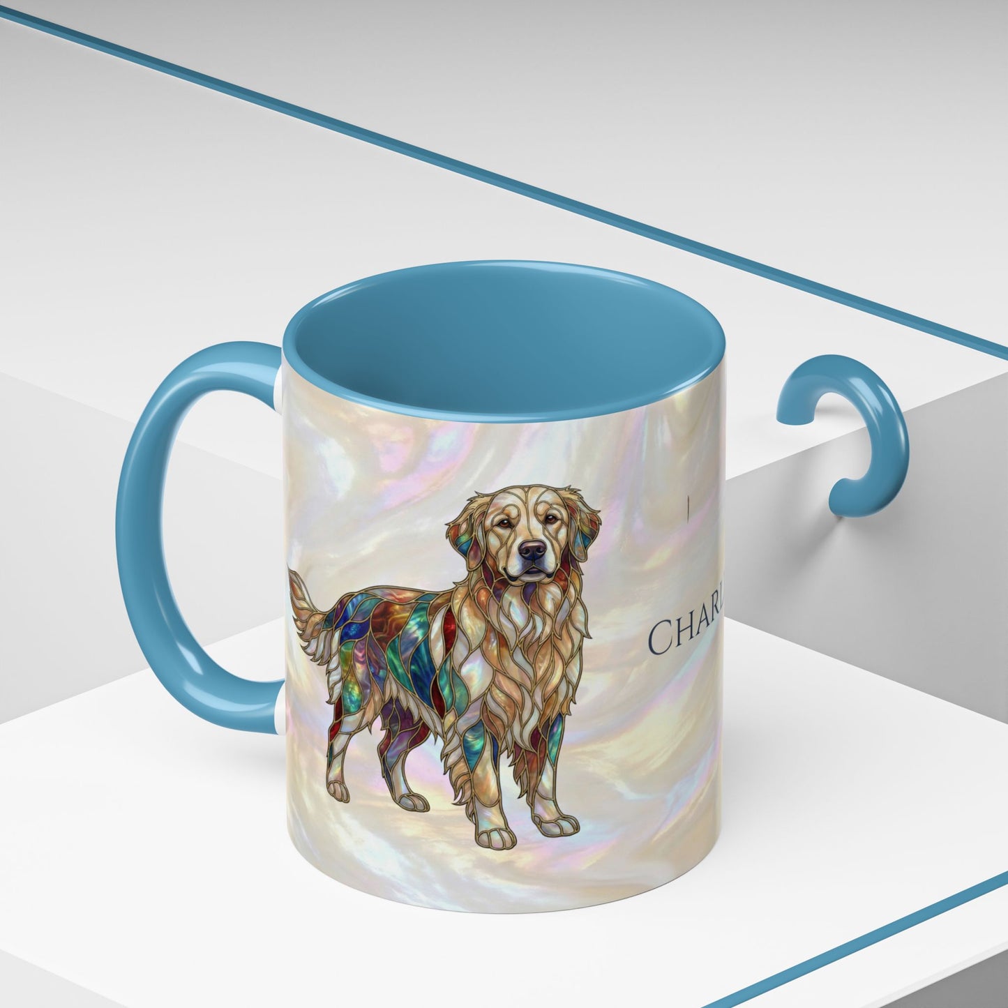Personalized Golden Retriever Coffee Mug - Stained Glass Design 11/15oz - 14534