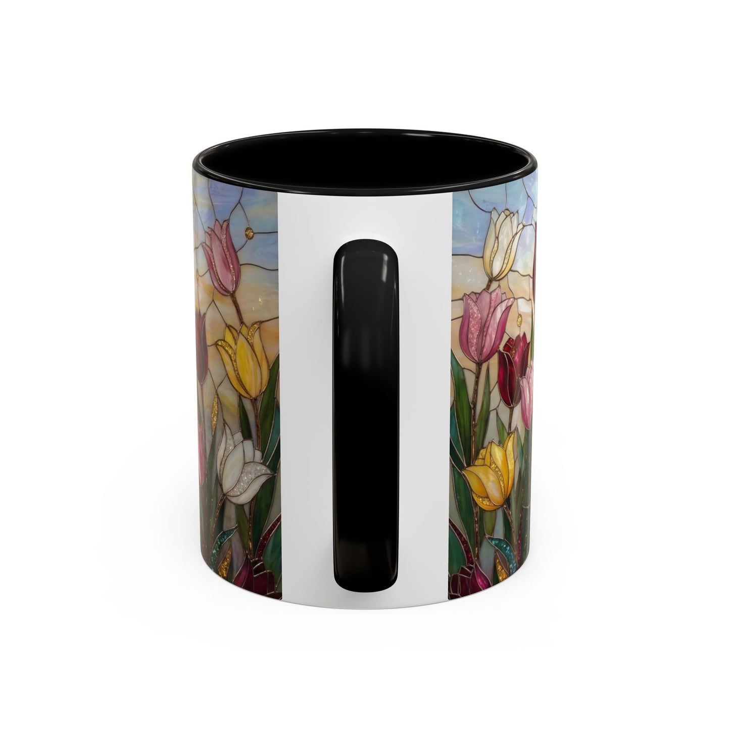 Tulip Stained Glass Accent Coffee Mug — Floral Spring Tea & Coffee Cup (11/15oz) - 14525