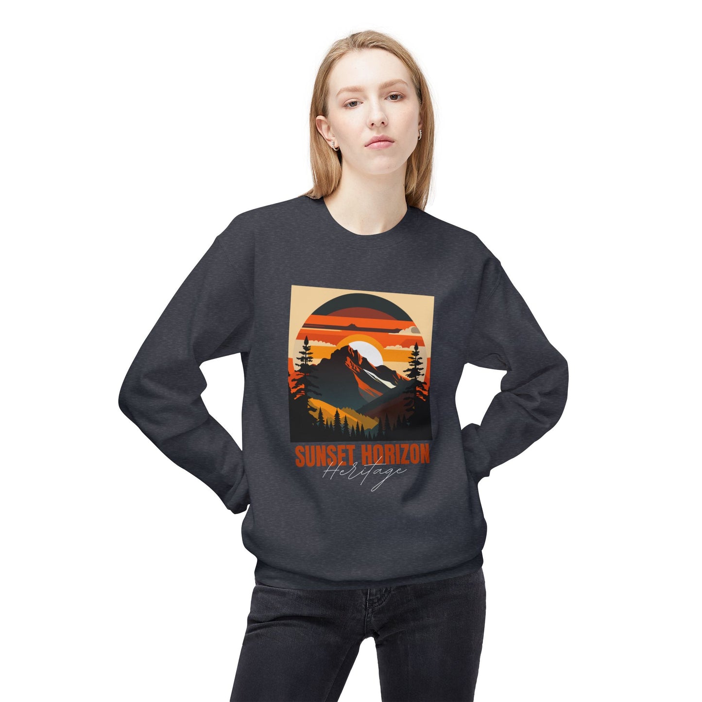 Sunset Horizon - Unisex Midweight Softstyle Fleece Crewneck Sweatshirt - 10621