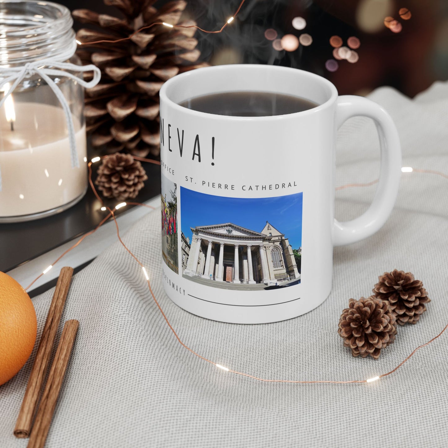 Hello, Geneva! Ceramic Coffee Mug - 11oz & 15oz - Travel Souvenir Gift - 12168
