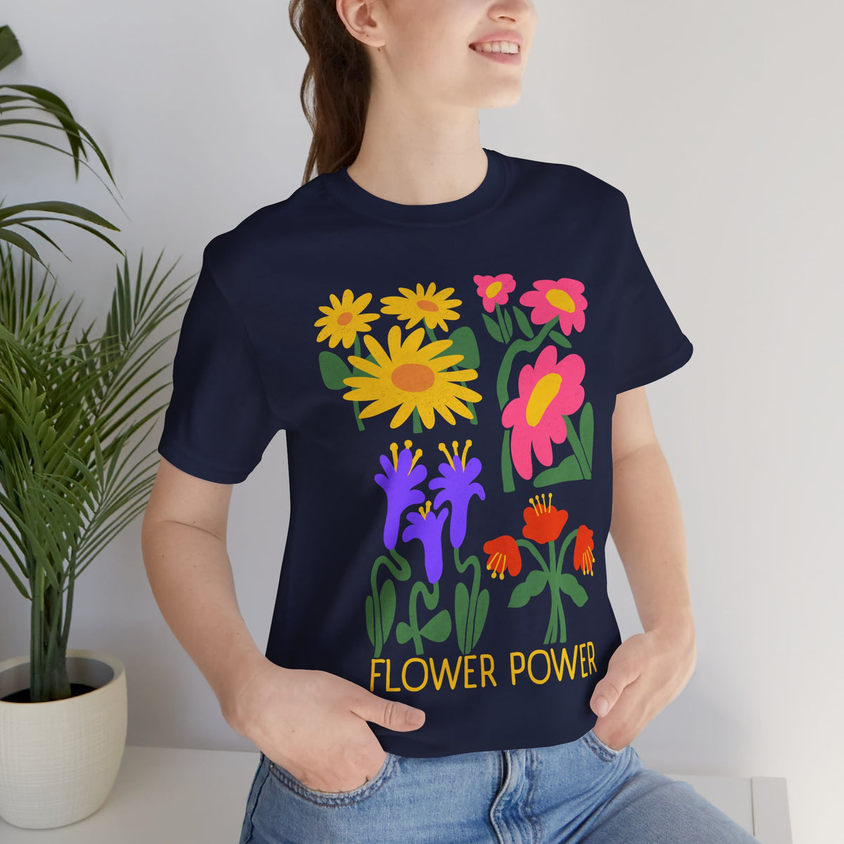Flower Power T-Shirt — Retro Colorful Floral Graphic Tee - 14964