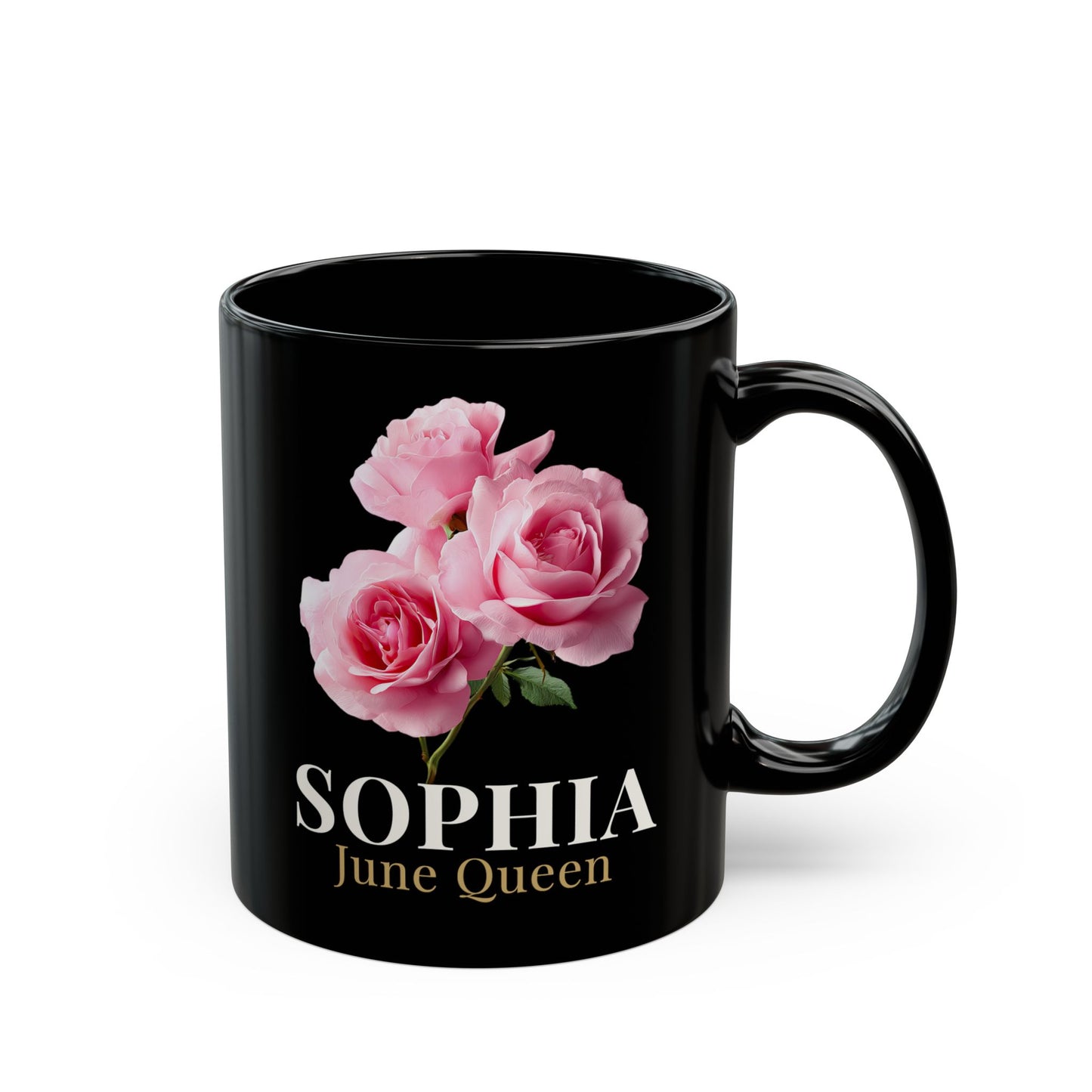 Personalized June Queen Mug – Custom Name Floral Coffee Mug, June Birthday Gift for Her - 14901
