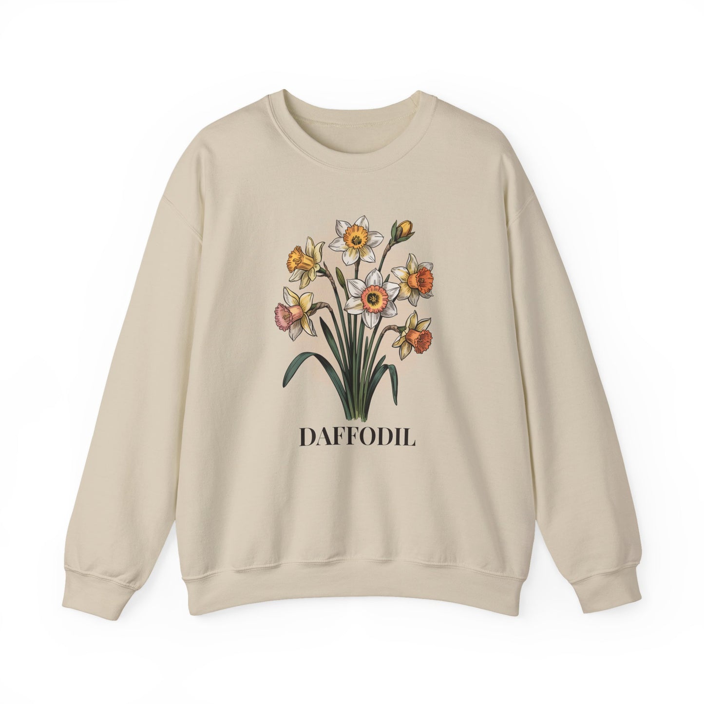March Birth Flower Daffodil Sweatshirt — Vintage Botanical Floral Crewneck Gift - 14824