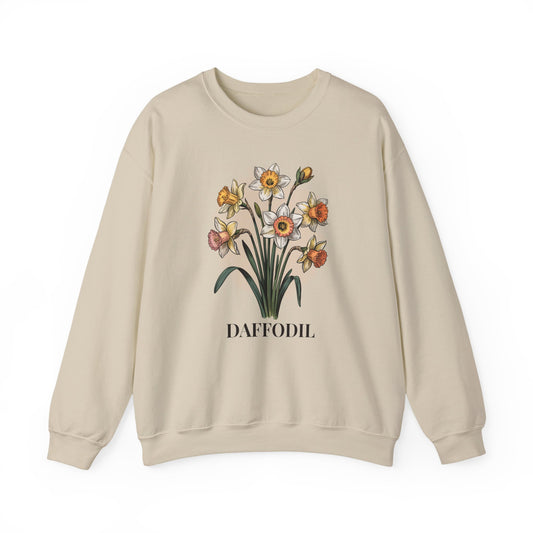 March Birth Flower Daffodil Sweatshirt — Vintage Botanical Floral Crewneck Gift - 14824