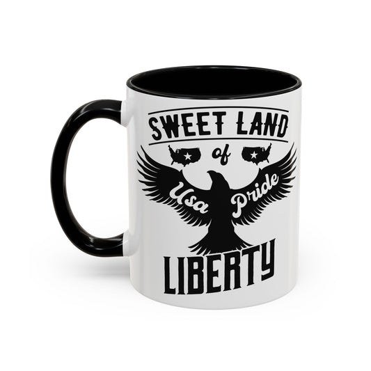 Patriotic Coffee Mug - Sweet Land of Liberty Design, 4th of July Gift, Inspirational Drinkware, American Pride Mug, Vintage Style Cup - 13892