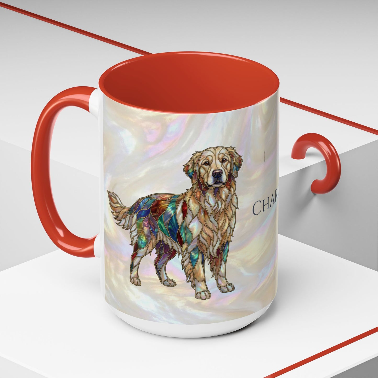 Personalized Golden Retriever Coffee Mug - Stained Glass Design 11/15oz - 14534
