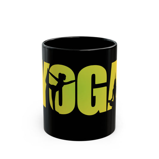 Yoga Inspiration Mug, Motivational Coffee Cup, Yoga Gifts for Yogis, Black Yoga Mug - 13154