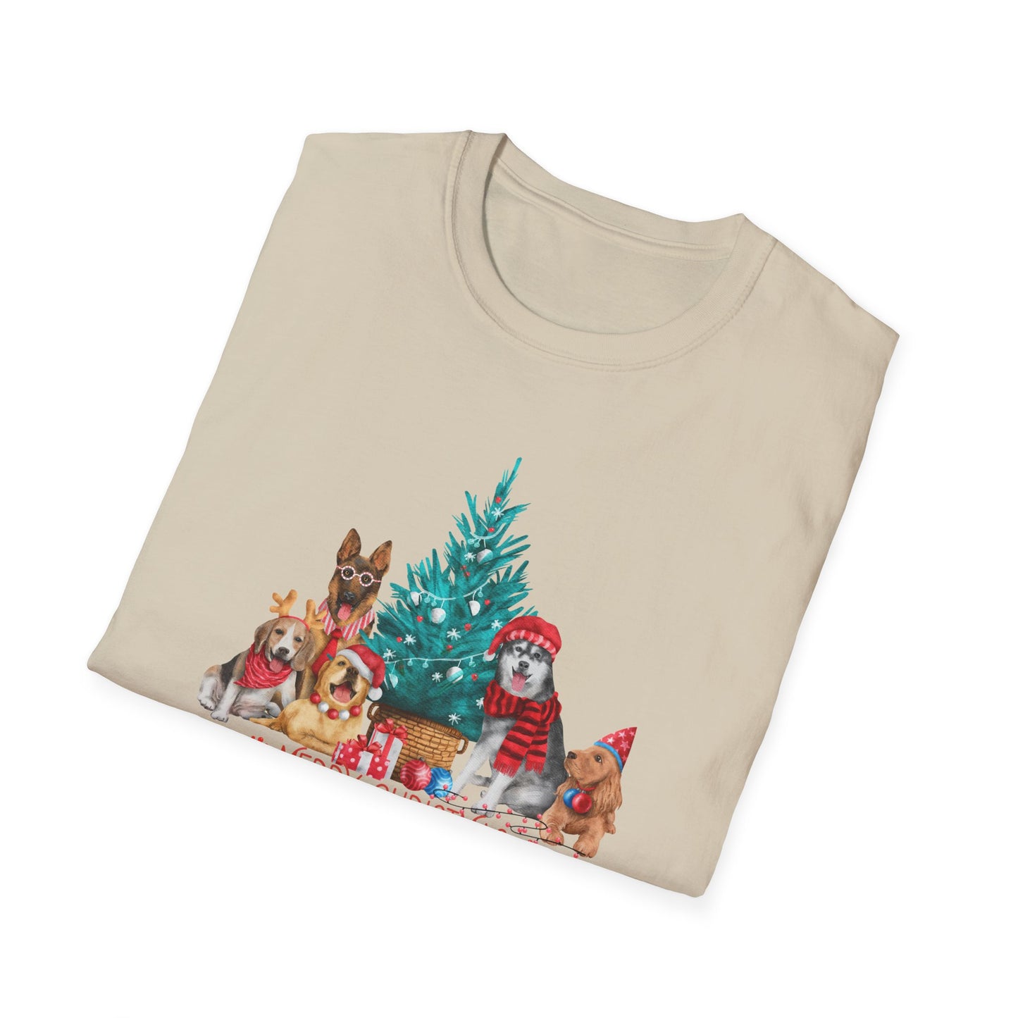 Dogs, Merry Christmas - Unisex Softstyle T-Shirt - 10281