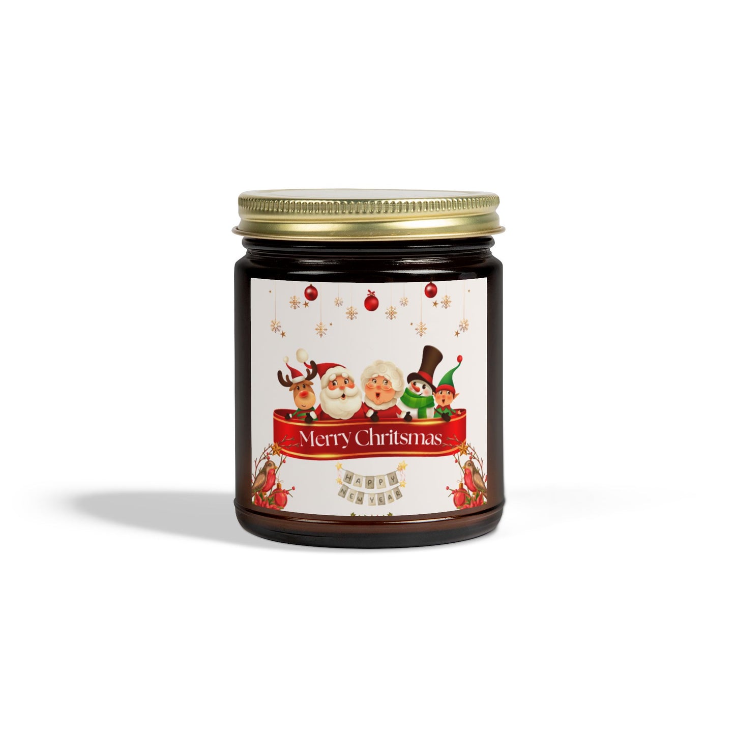 Merry Christmas - Scented Candles, Coconut Apricot Wax (4oz, 9oz)