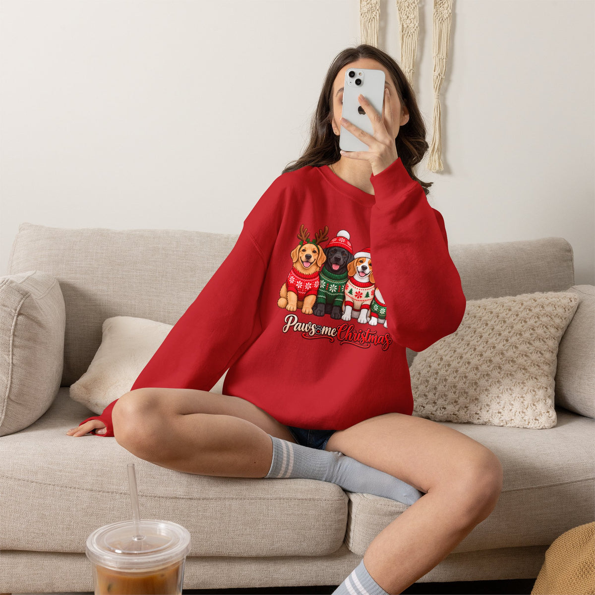 Pawsome Christmas Sweatshirt,  Cute Festive Dogs Crewneck - 14558