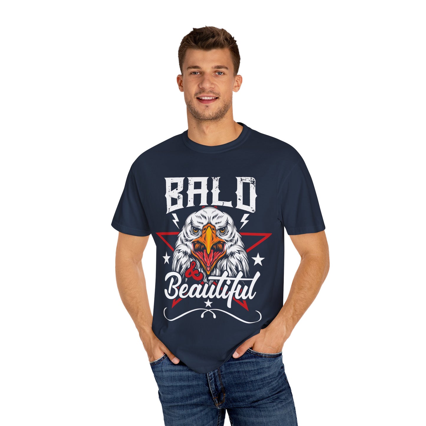 American Eagle, Bald is Beautiful T-Shirt, Unisex Garment-Dyed Tee - 13491