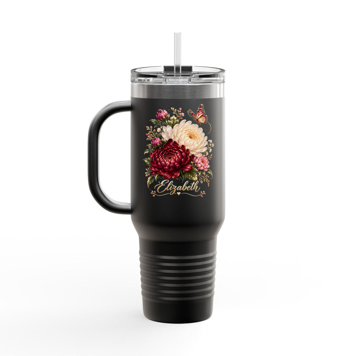 November Birth Flower 40oz Tumbler, Personalized Chrysanthemum Travel Mug - 14551
