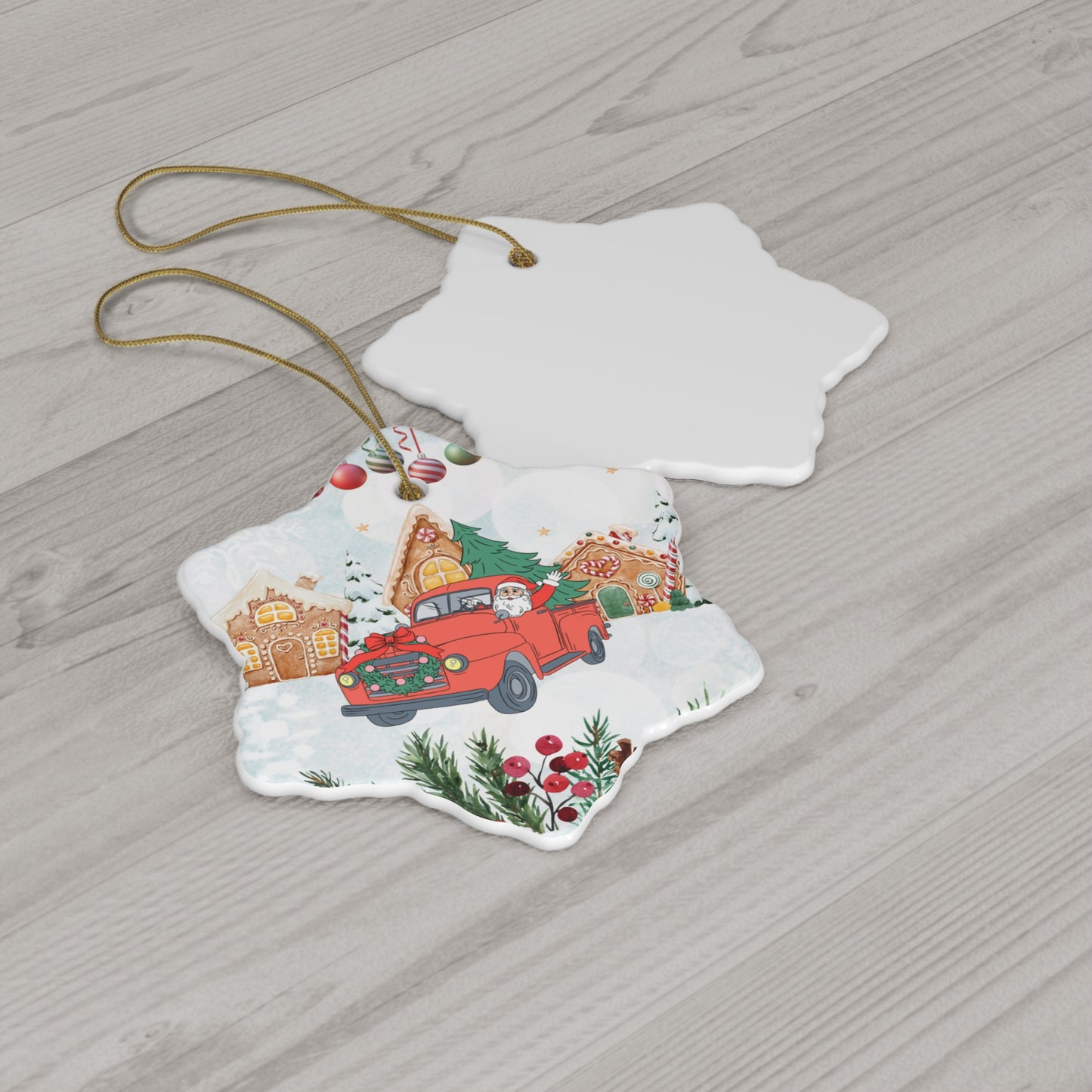 Santa is Coming - Ceramic Ornament, 4 Shapes