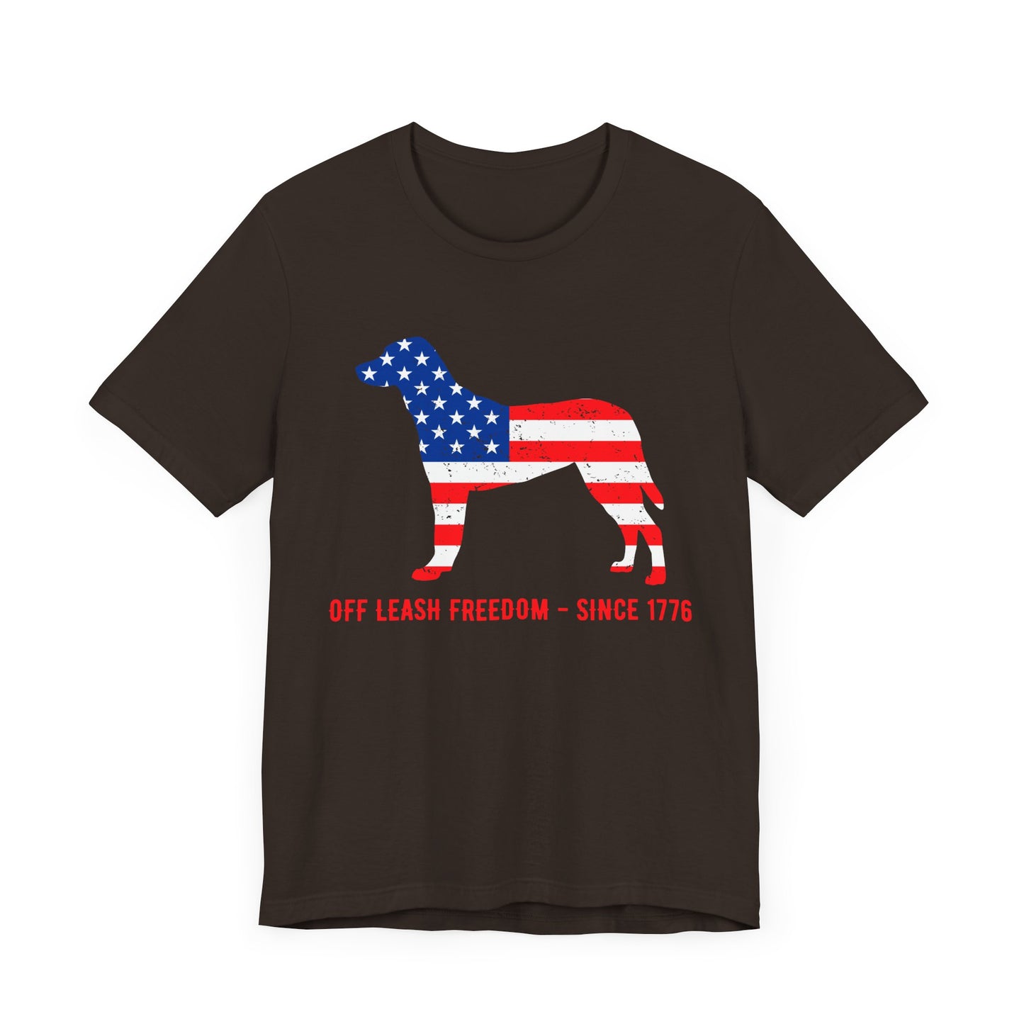 Patriotic Dog Lover Tee | Off Leash Freedom T-shirt, Dog Graphic Shirt, Fourth of July Gift, Casual Wear, Pet Lover Apparel - 13790