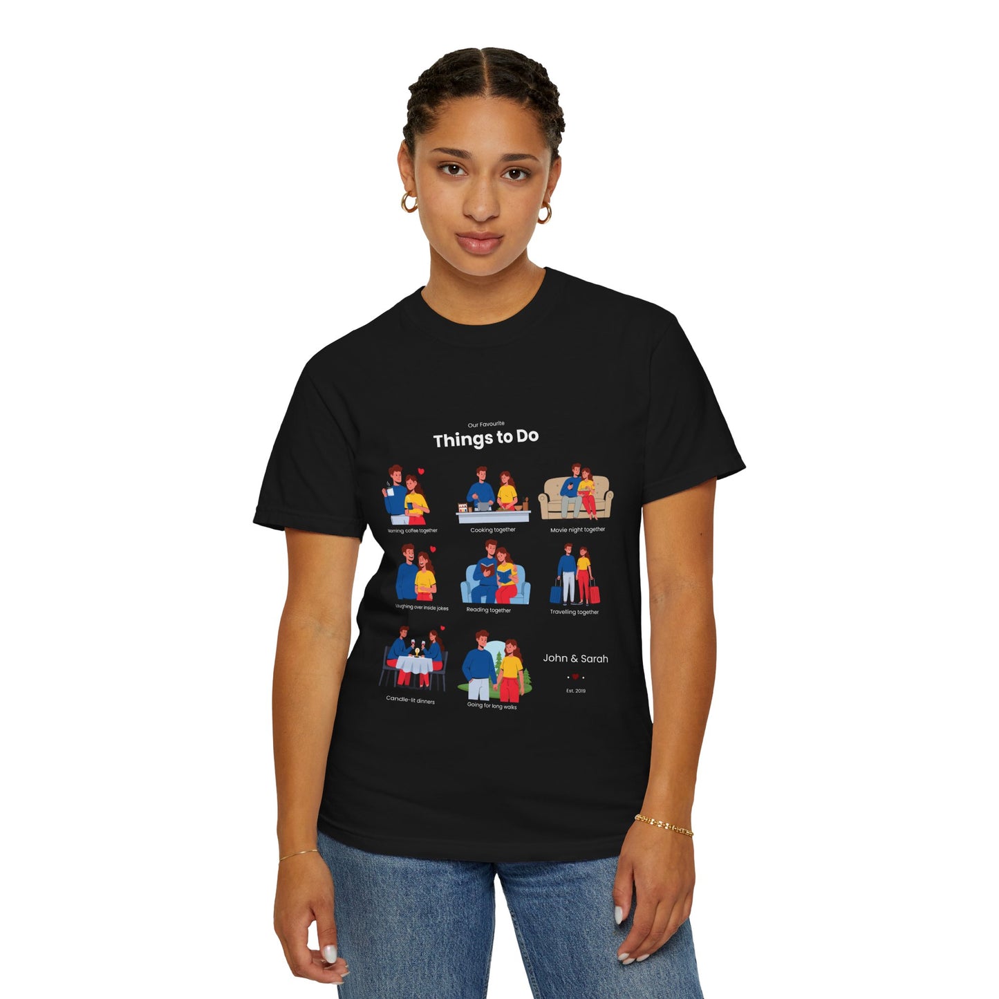 Our Favourite Things to Do Together – Personalised Valentine’s Illustration T-Shirt Gift - 14722