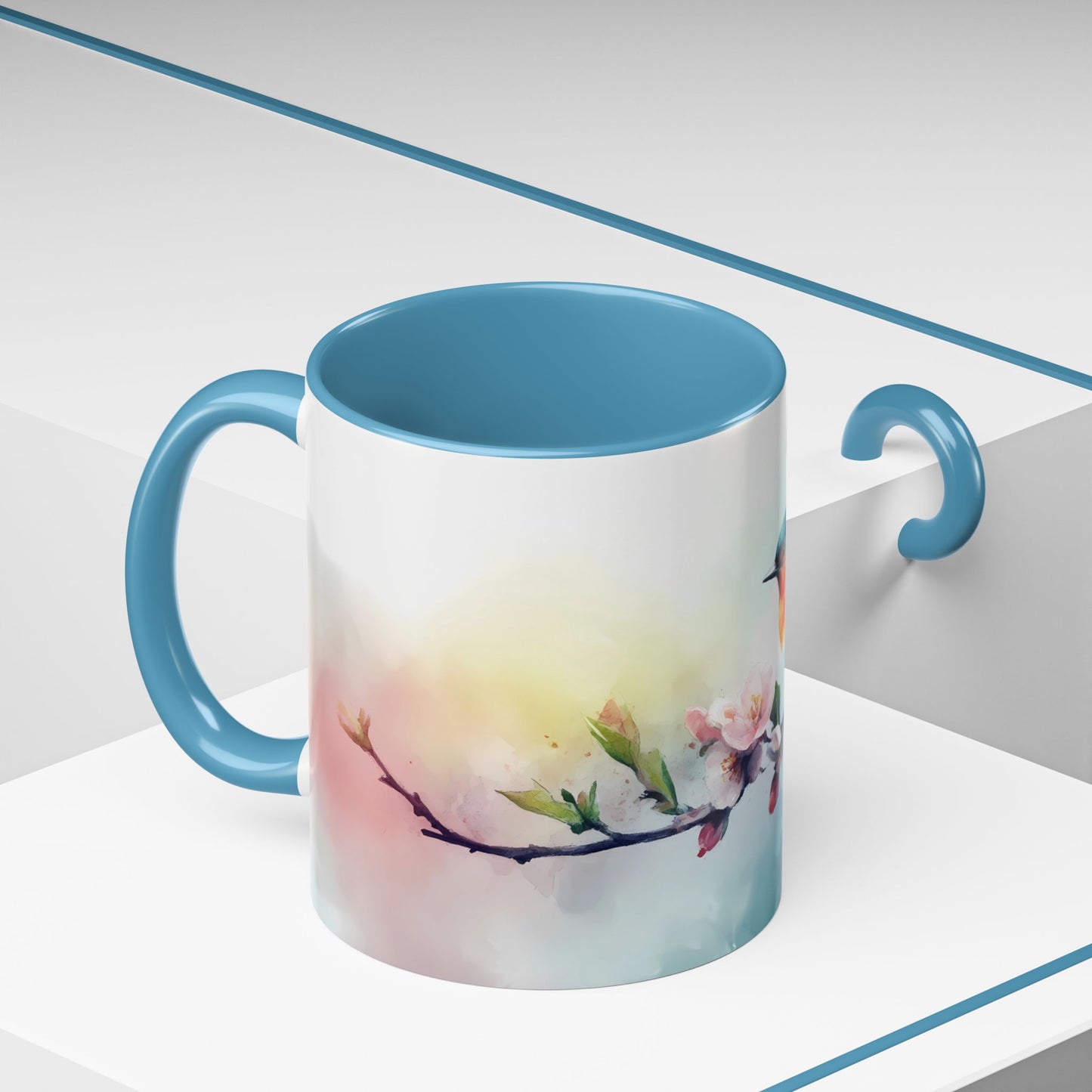 Whimsical Bird & Blossom Accent Coffee Mug - Perfect for Nature Lovers - 11886
