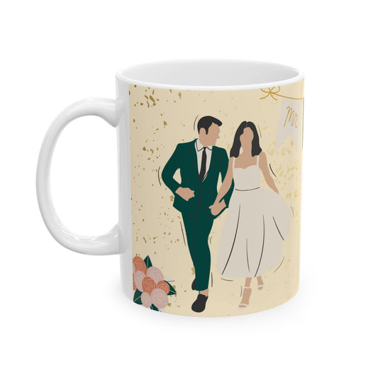 Mr & Mrs, Happy Wedding, Details Customizable - Ceramic Mug, (11oz, 15oz) - 11138