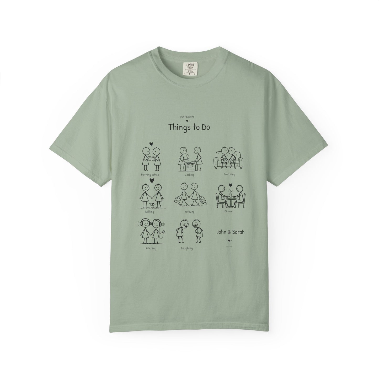 Our Favourite Things to Do Together – Personalised Valentine’s Illustration T-Shirt Gift - 14723