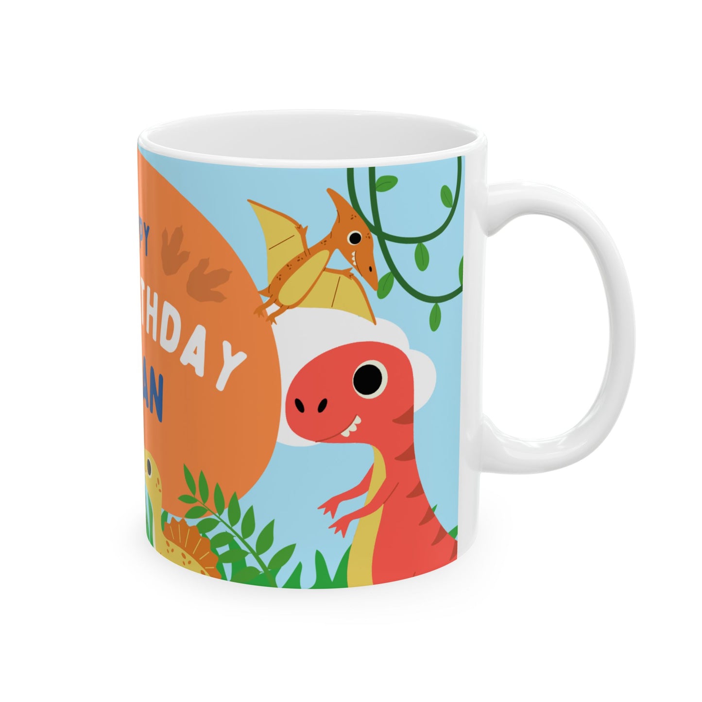 Personalized Dino Birthday Mug | Cute Dinosaur Gift, Kids Party Cup, Custom Birthday Keepsake, Fun 1st Birthday Celebration - 13975