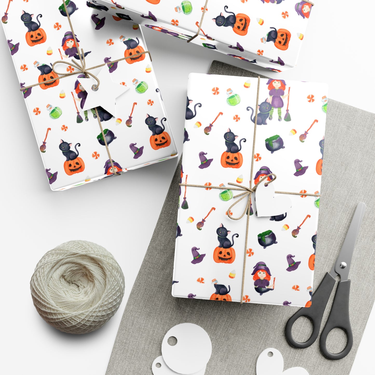 Halloween Girl with a Black Cat - Gift Wrap Papers