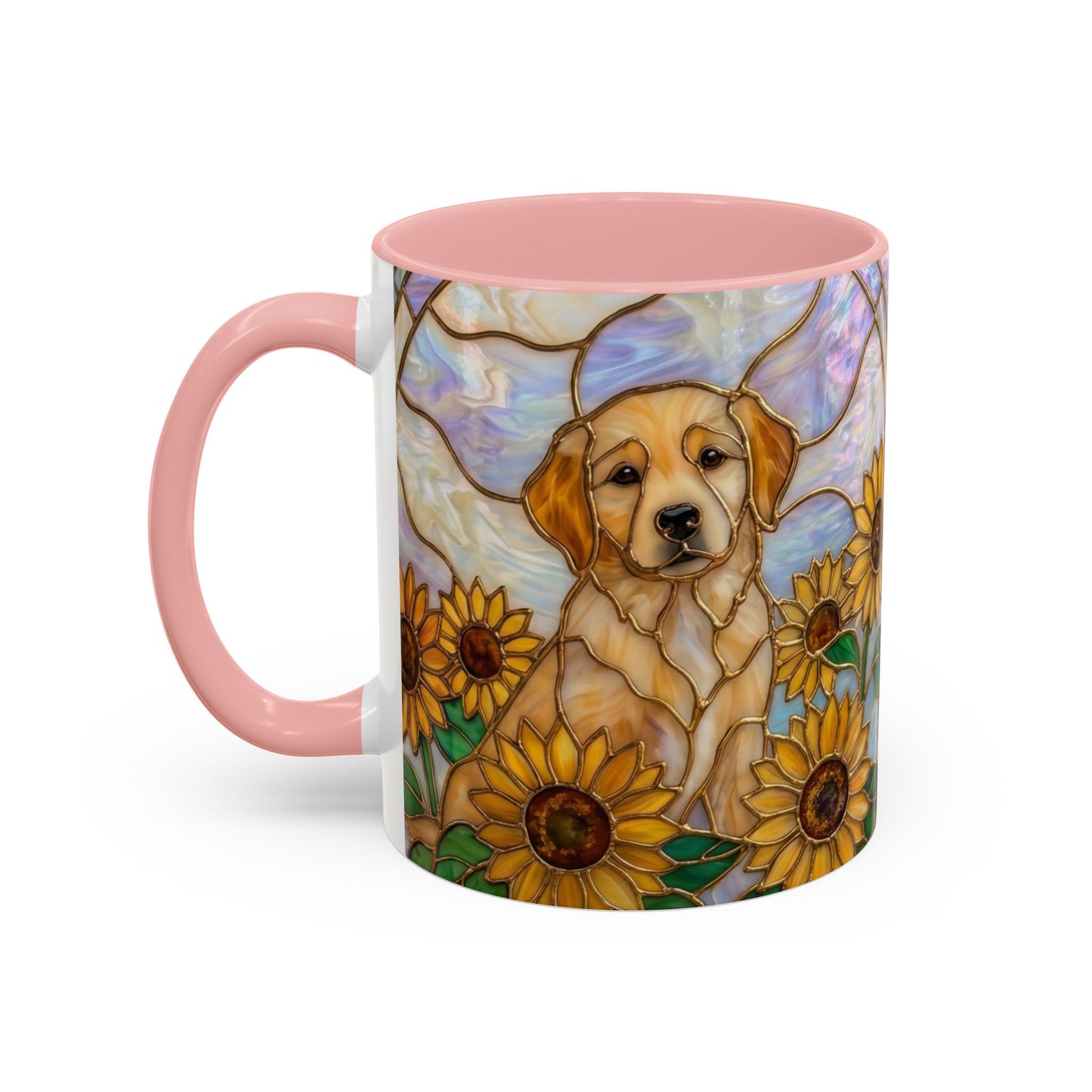 Sunflower Golden Retriever P uppiesAccent Coffee Mug –  Stained Glass Design (11/15 oz) - 14527