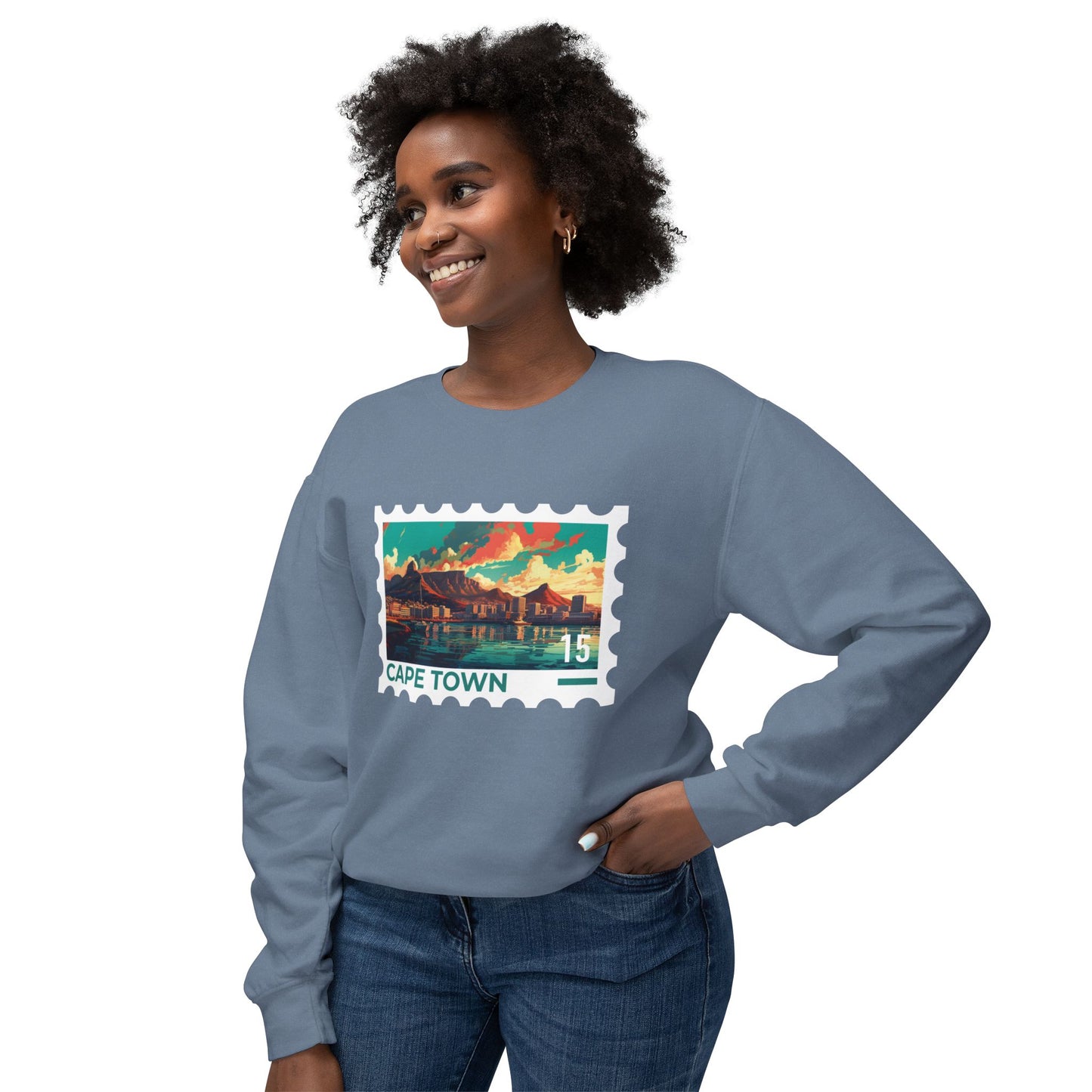 Cape Town Unisex Lightweight Crewneck Sweatshirt - Artistic Scenic Design - 12127