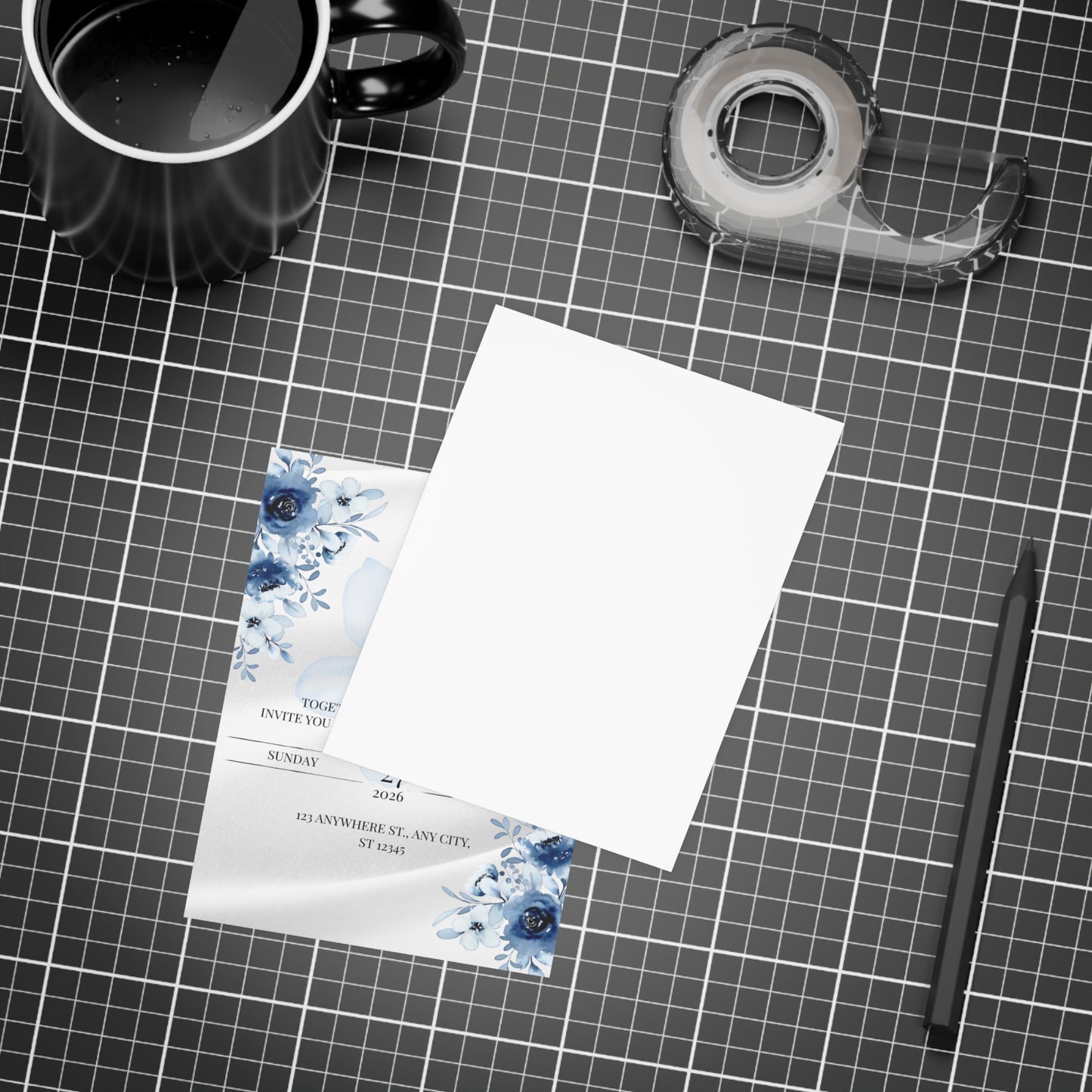 Custom Wedding Invitation with Flowers (envelopes included) - 14666