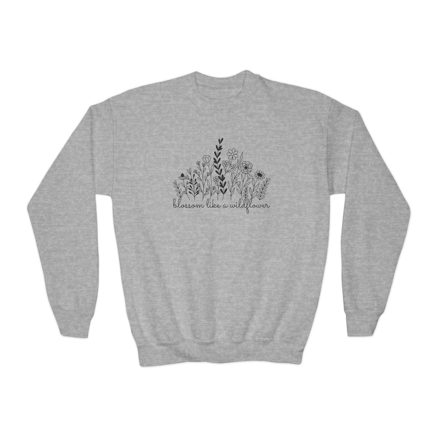 Blossom Like A Wildflower - Youth Crewneck Sweatshirt - 10127