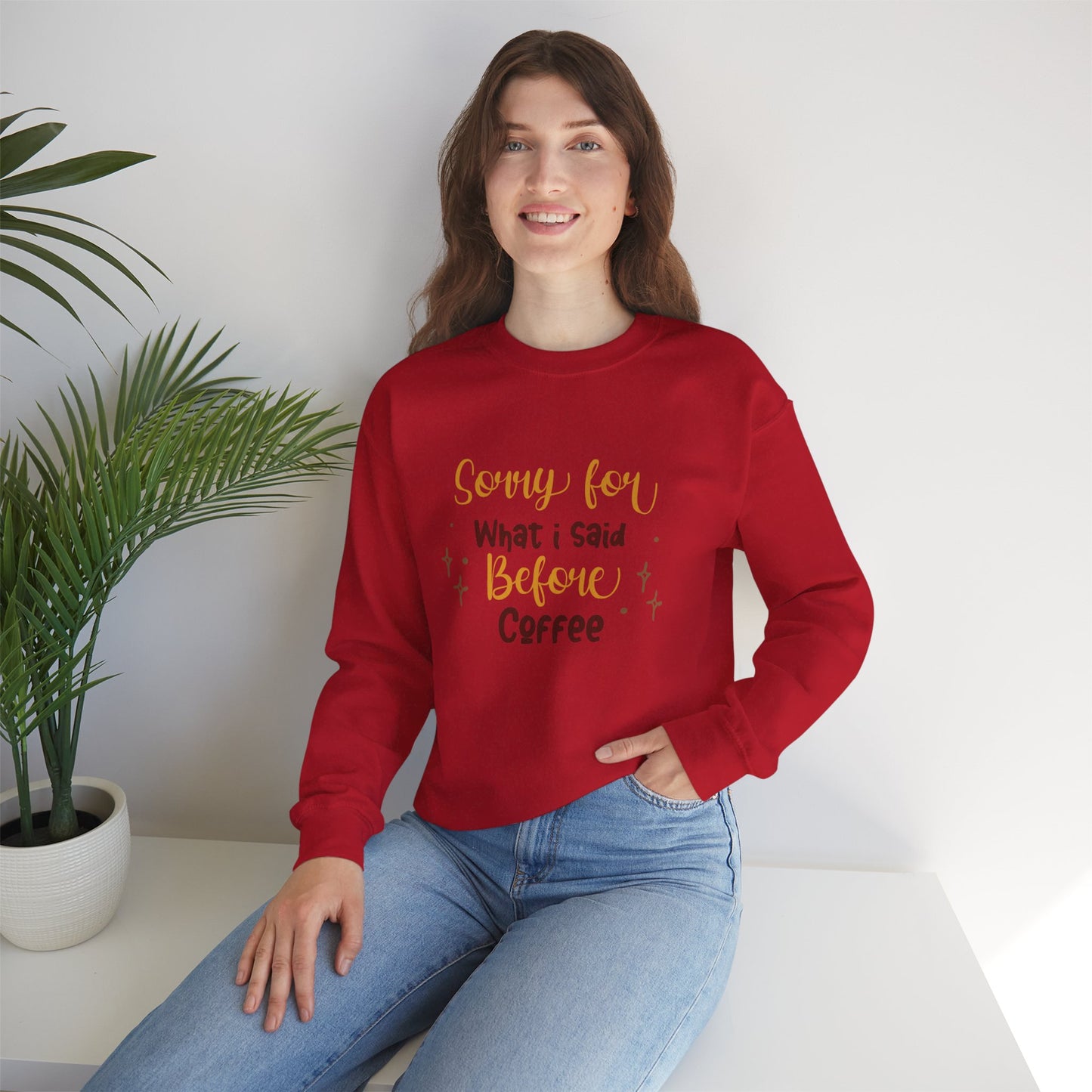 Sorry For What I Said Before Coffee - Unisex Heavy Blend™ Crewneck Sweatshirt - 11345