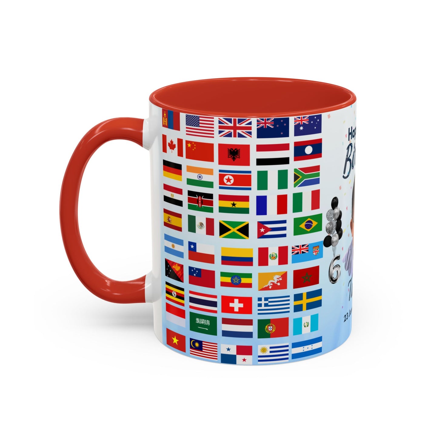 Kids, Happy Birthday, World Flag Fan, Details Customizable - Accent Coffee Mug (11, 15oz) - 11232