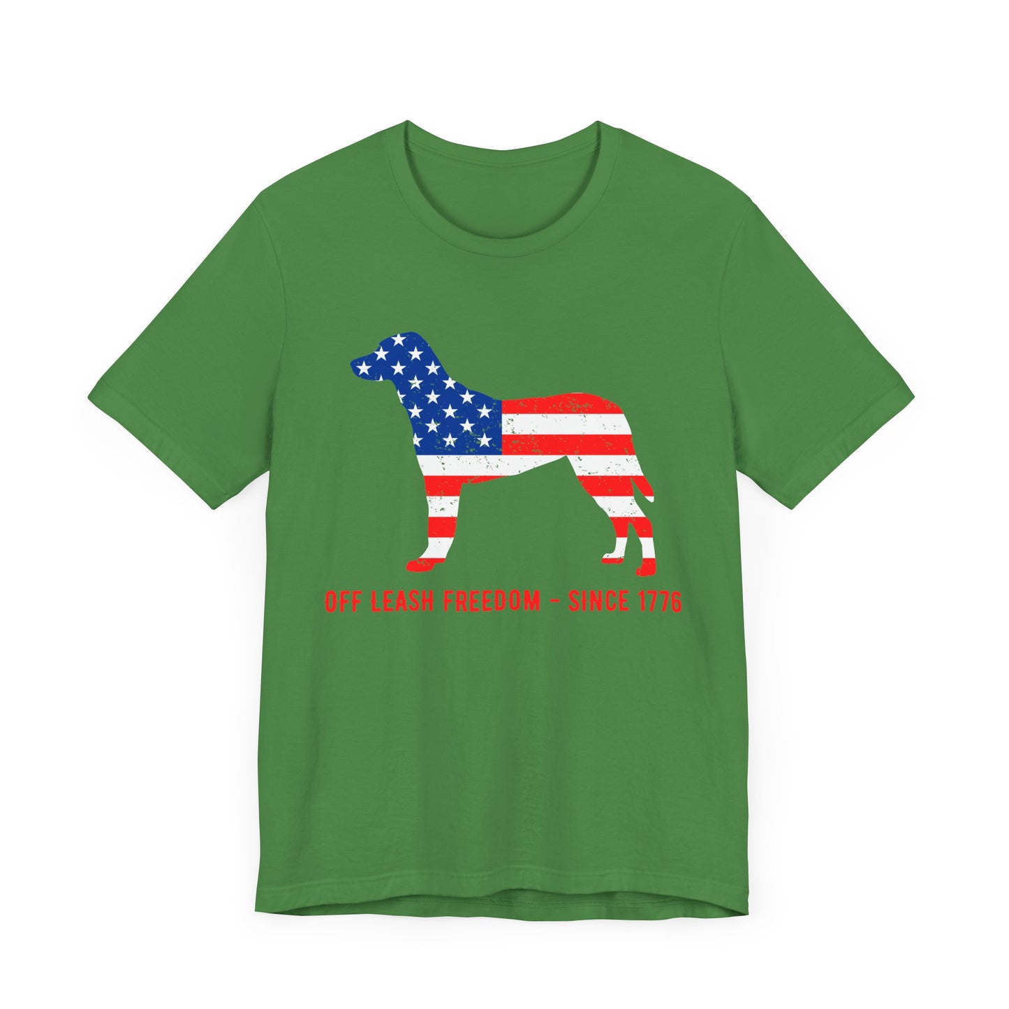 Patriotic Dog Lover Tee | Off Leash Freedom T-shirt, Dog Graphic Shirt, Fourth of July Gift, Casual Wear, Pet Lover Apparel - 13790