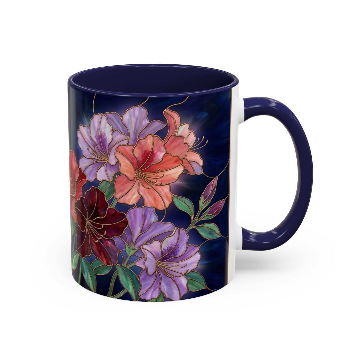 Azalea Floral Accent Coffee Mug — Stained Glass Design 11/15oz - 14554