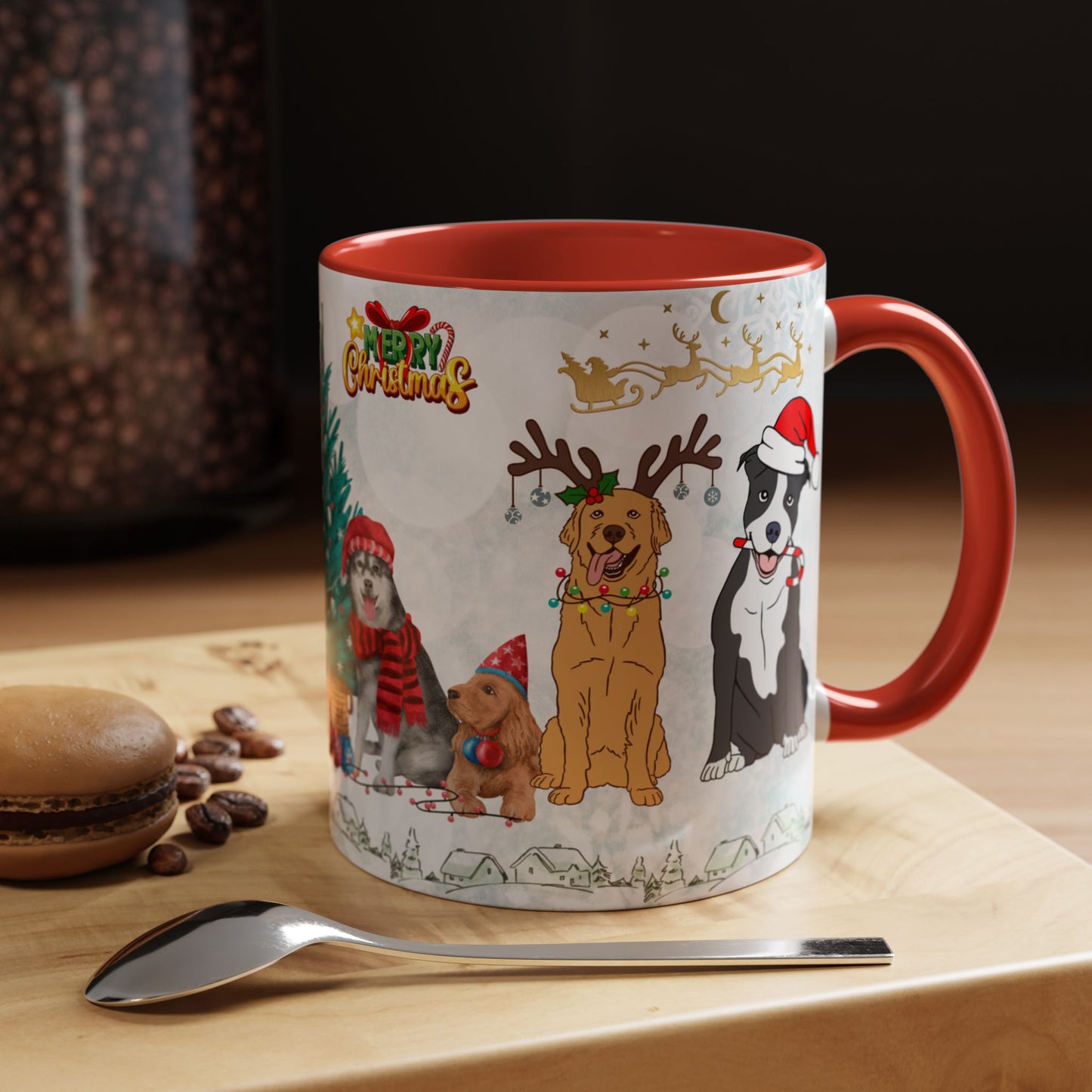 Merry Christmas Dogs - Accent Coffee Mug (11, 15oz)