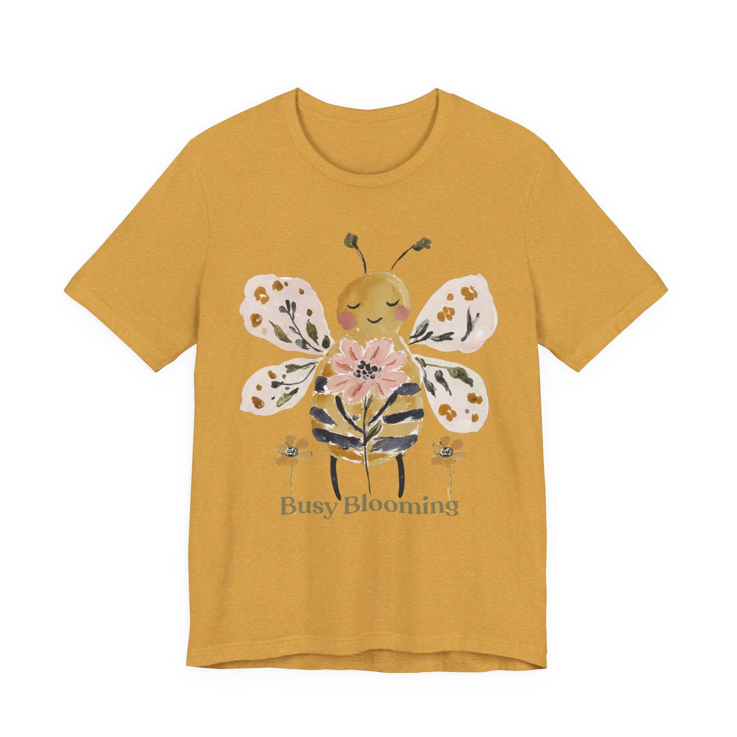 Busy Blooming Bee T-Shirt, Cute Watercolor Floral Bee Tee - 14960