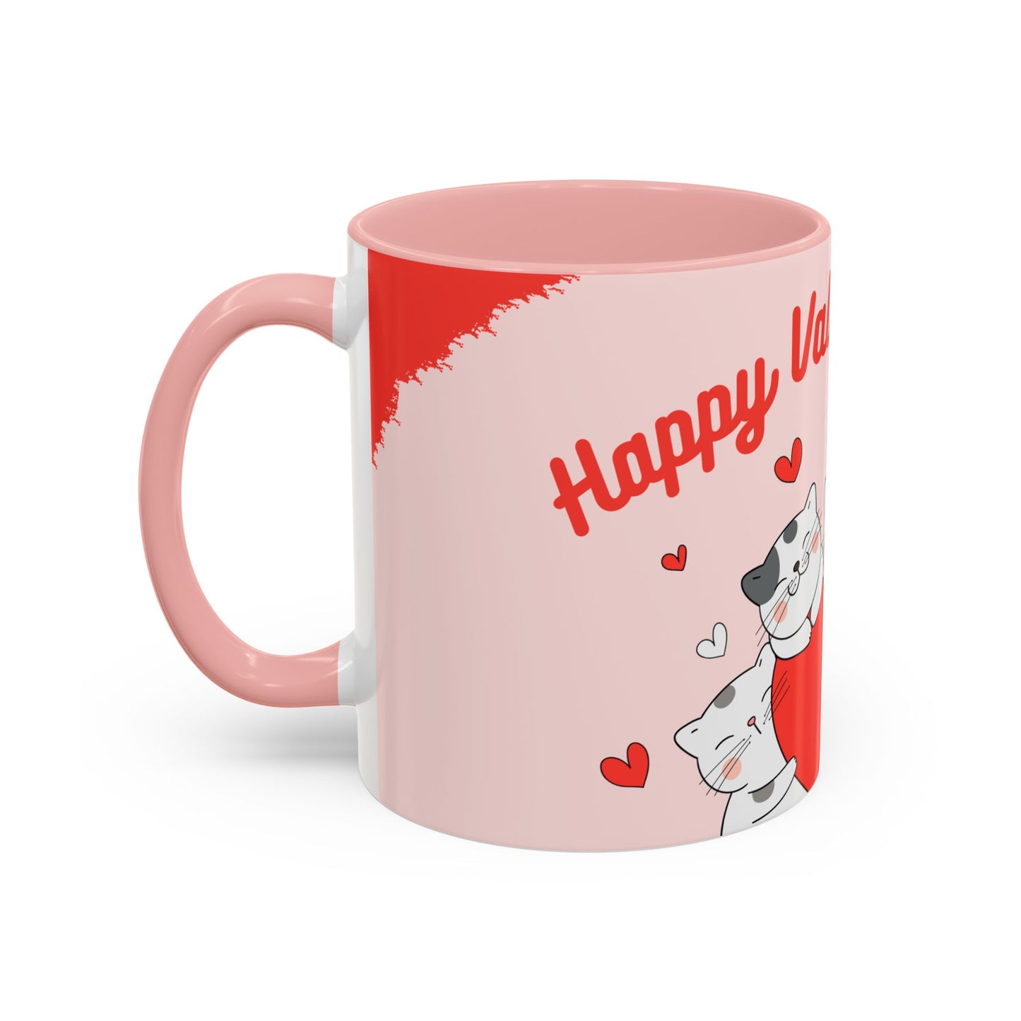 Cats, Happy Valentine's - Accent Coffee Mug (11, 15oz) - 11124