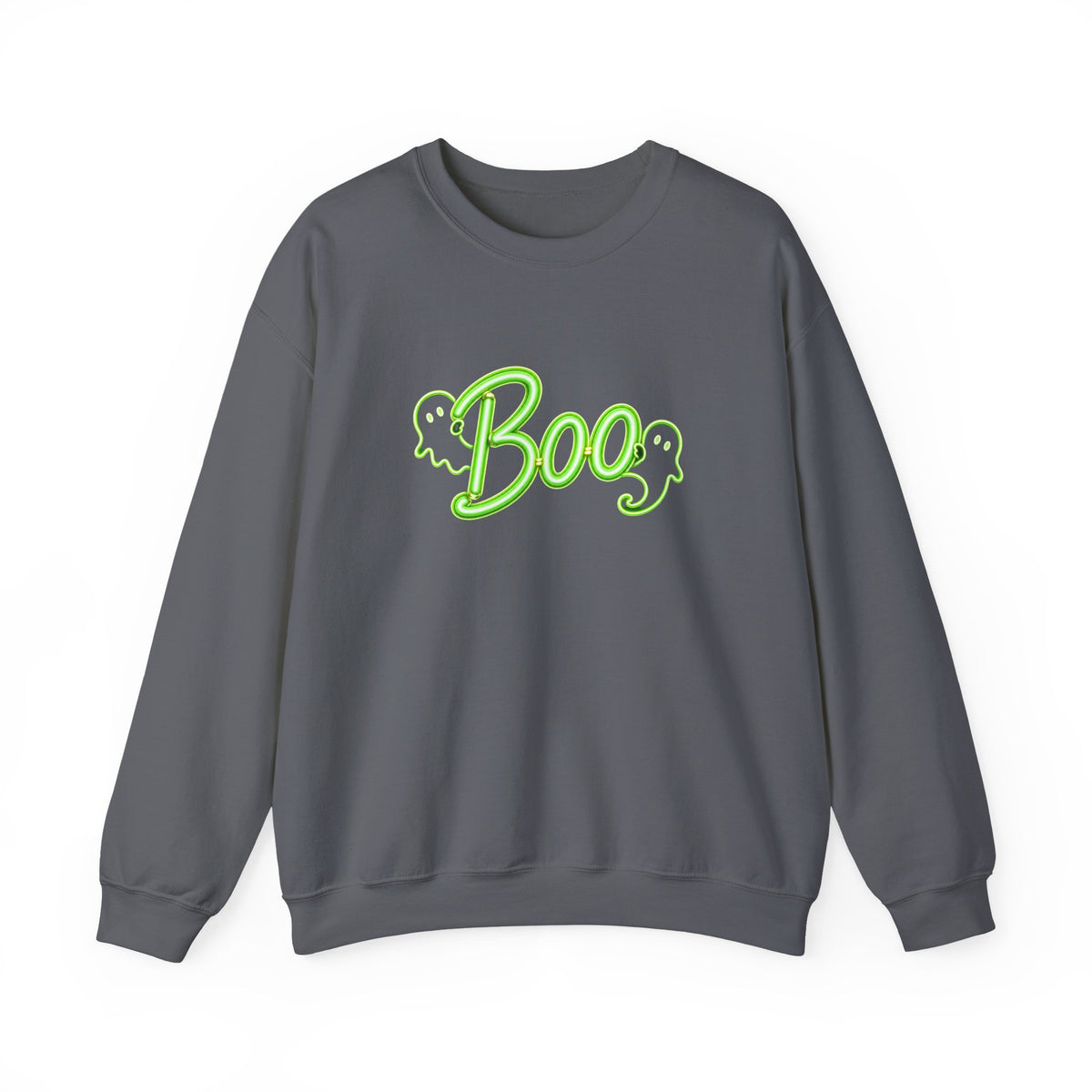 Neon Boo Halloween Sweatshirt, Cute Ghost Crewneck - 14517