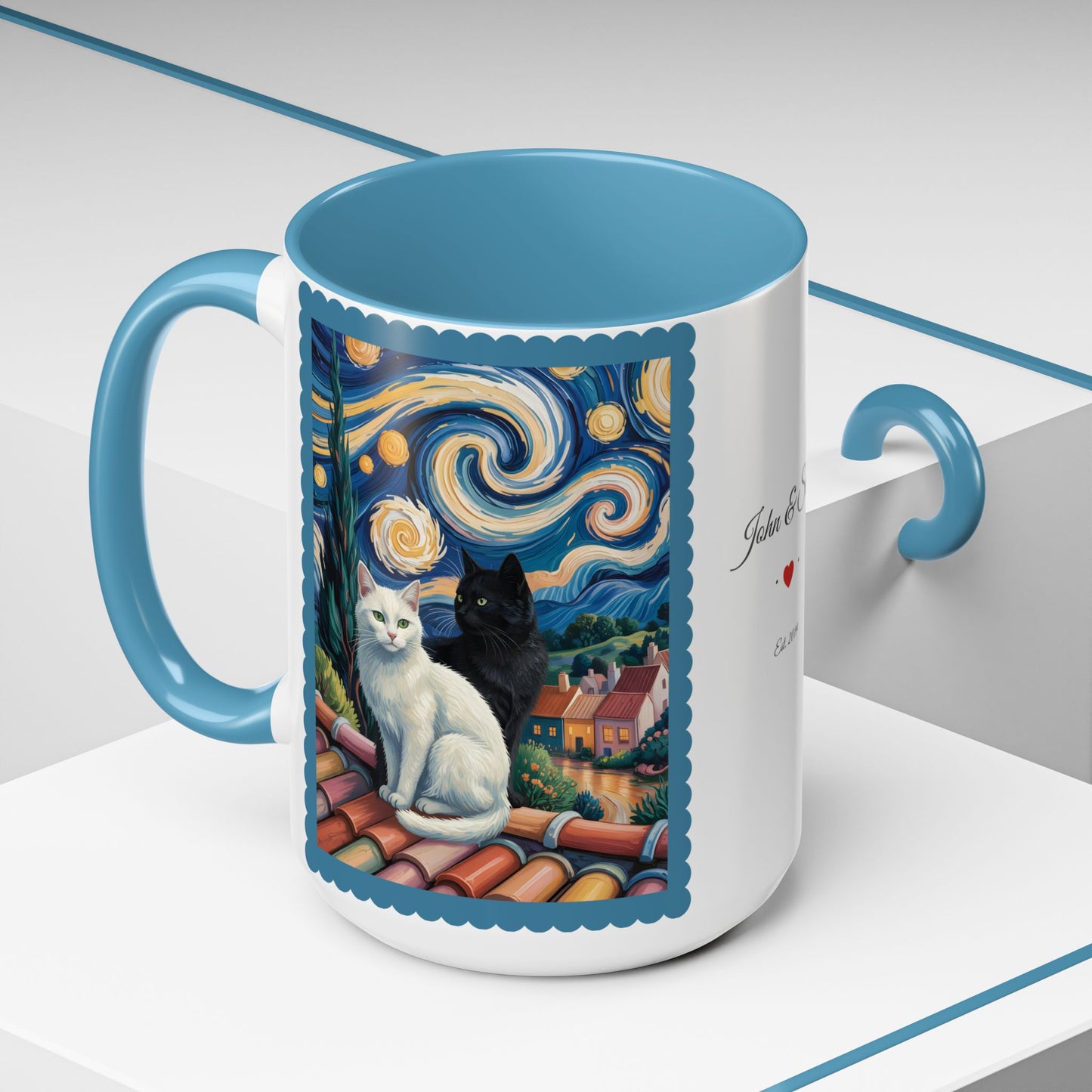 Van Gogh Inspired Cat Art Mug – Valentine’s Gift for Cat Lovers, 11oz / 15oz Coffee Mug - 14762