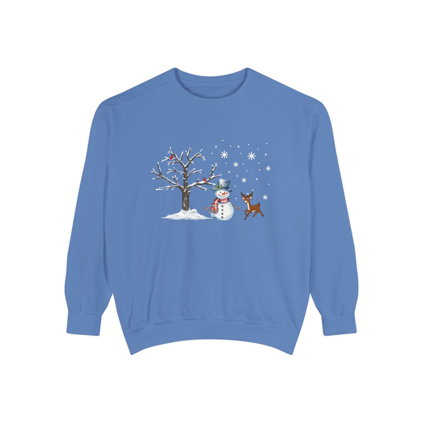 Snowman with Twinkle - Unisex Garment-Dyed Sweatshirt