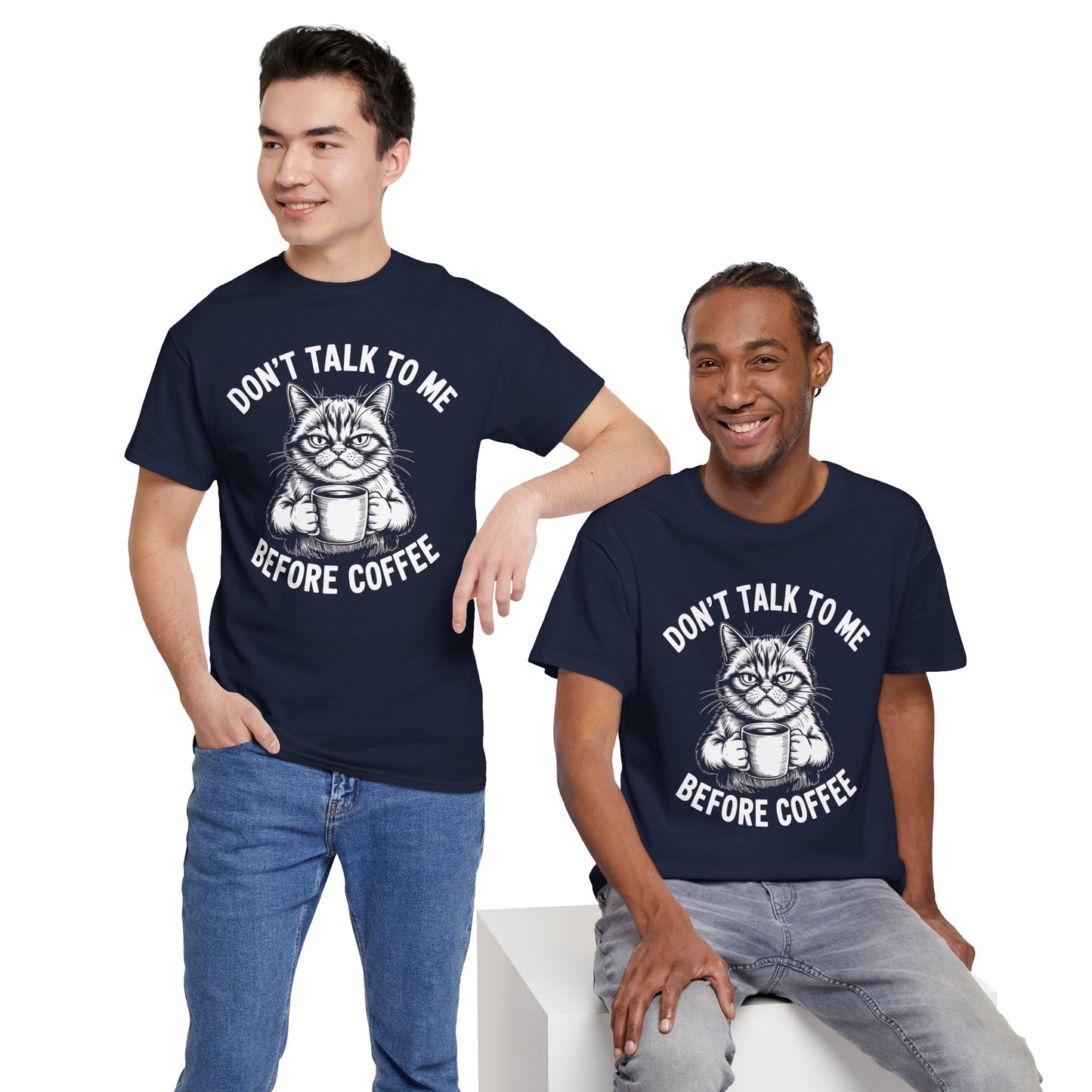 Funny Cat Coffee T-Shirt – “Don’t Talk To Me Before Coffee” Graphic Tee | Cute Grumpy Cat Shirt Gift - 14842
