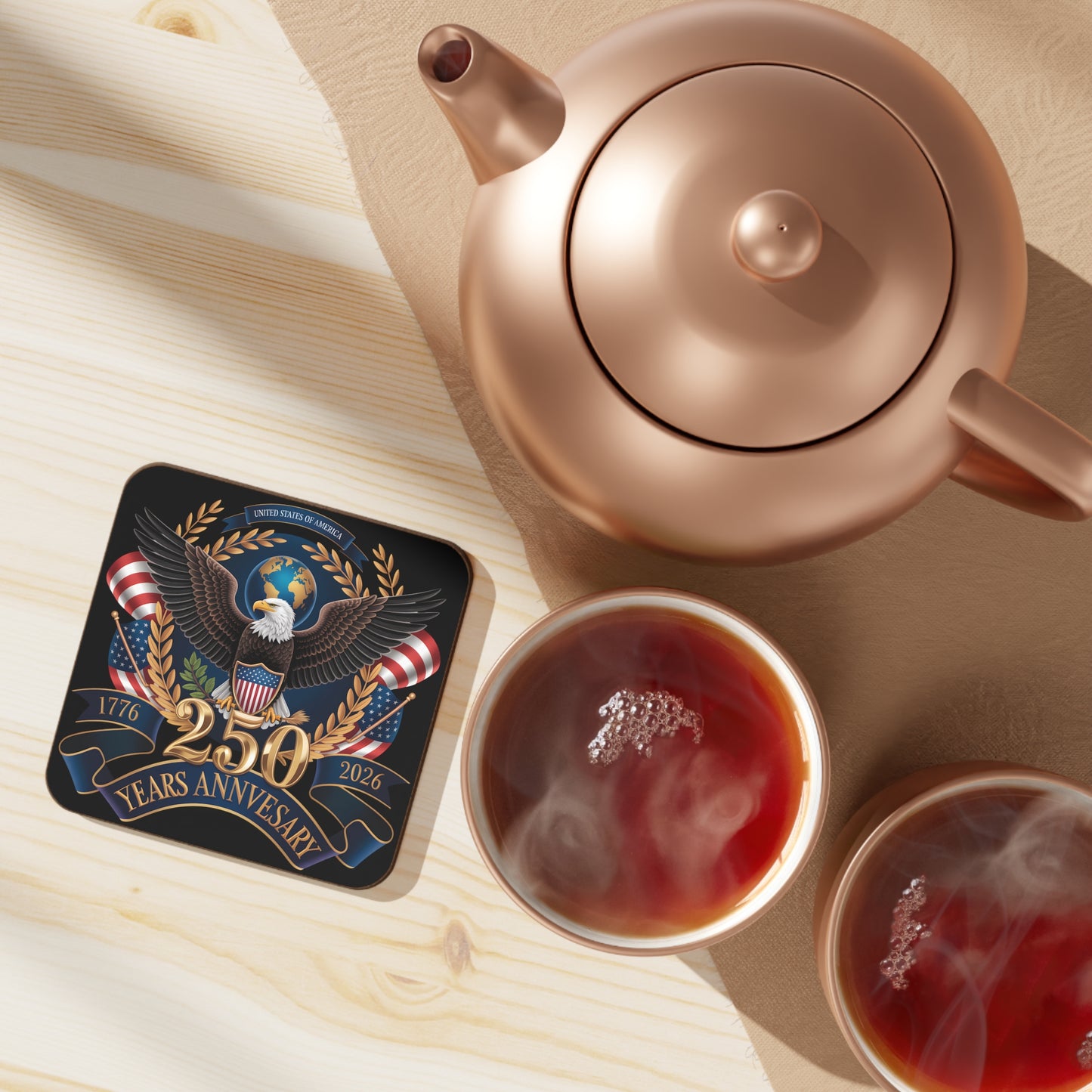 250th Anniversary Eagle Coaster — Patriotic 1776–2026 Hardboard Drink Coaster - 14872