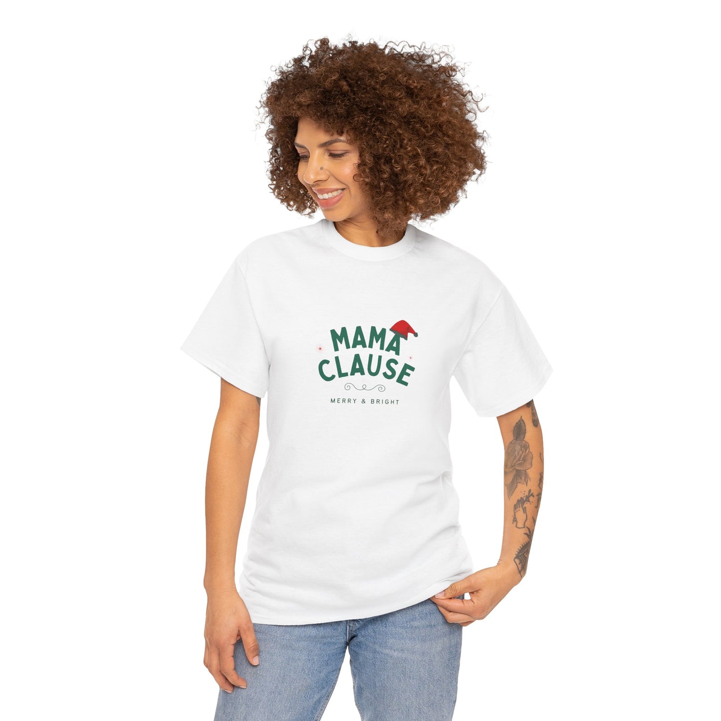 Mama Clause, Merry & Bright - Unisex Heavy Cotton Tee - 10493