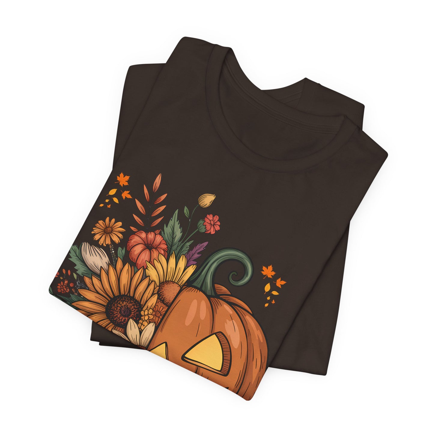 Boo-tiful in Bloom Halloween Pumpkin Floral T-Shirt — Fall Graphic Tee - 14925