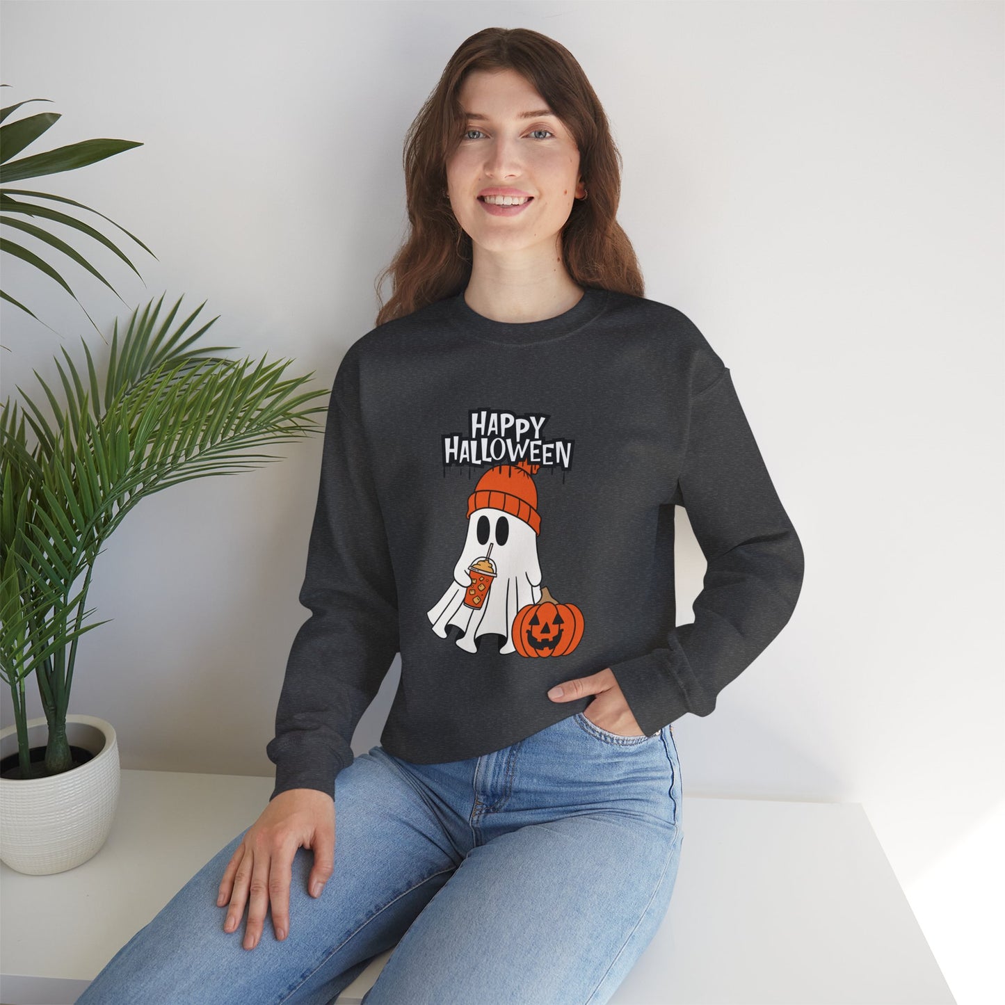 Happy Halloween, Ghost - Unisex Heavy Blend™ Crewneck Sweatshirt