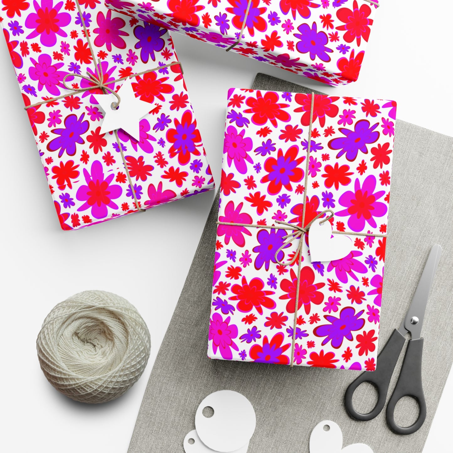 Red & Purple Flowers - Gift Wrap Papers - 10218