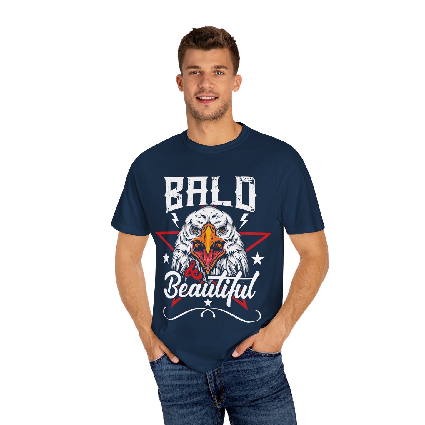 American Eagle, Bald is Beautiful T-Shirt, Unisex Garment-Dyed Tee - 13491