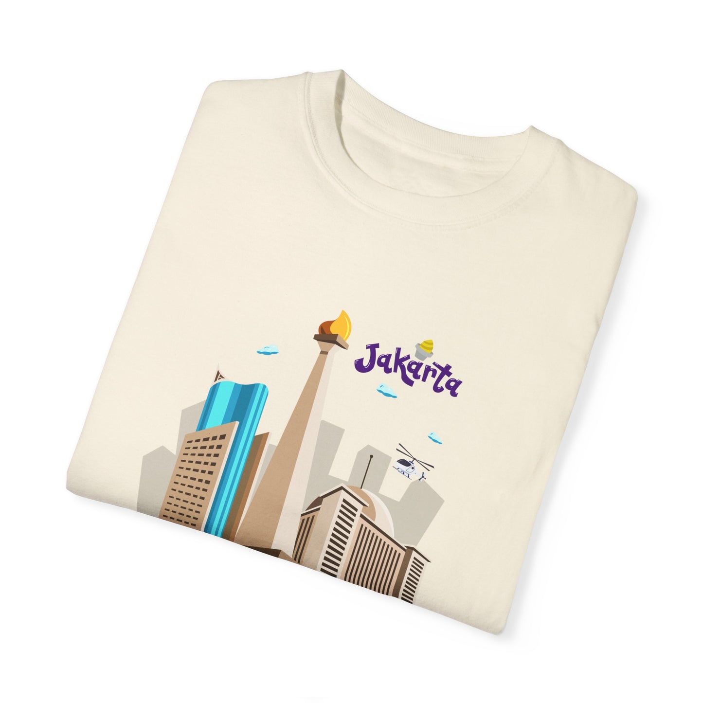 Jakarta Cityscape Unisex Garment-Dyed T-Shirt - Casual Travel Tee - 12129